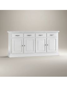 MADIA CREDENZA SHABBY CHIC IN LEGNO MASSELLO 4 PORTE BIANCO CONSUMA...