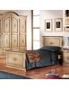 MOBILI 2G - LETTO  DRITTO SINGOLO AVORIO ANTICO FILO AZZURRO IN LEGNO