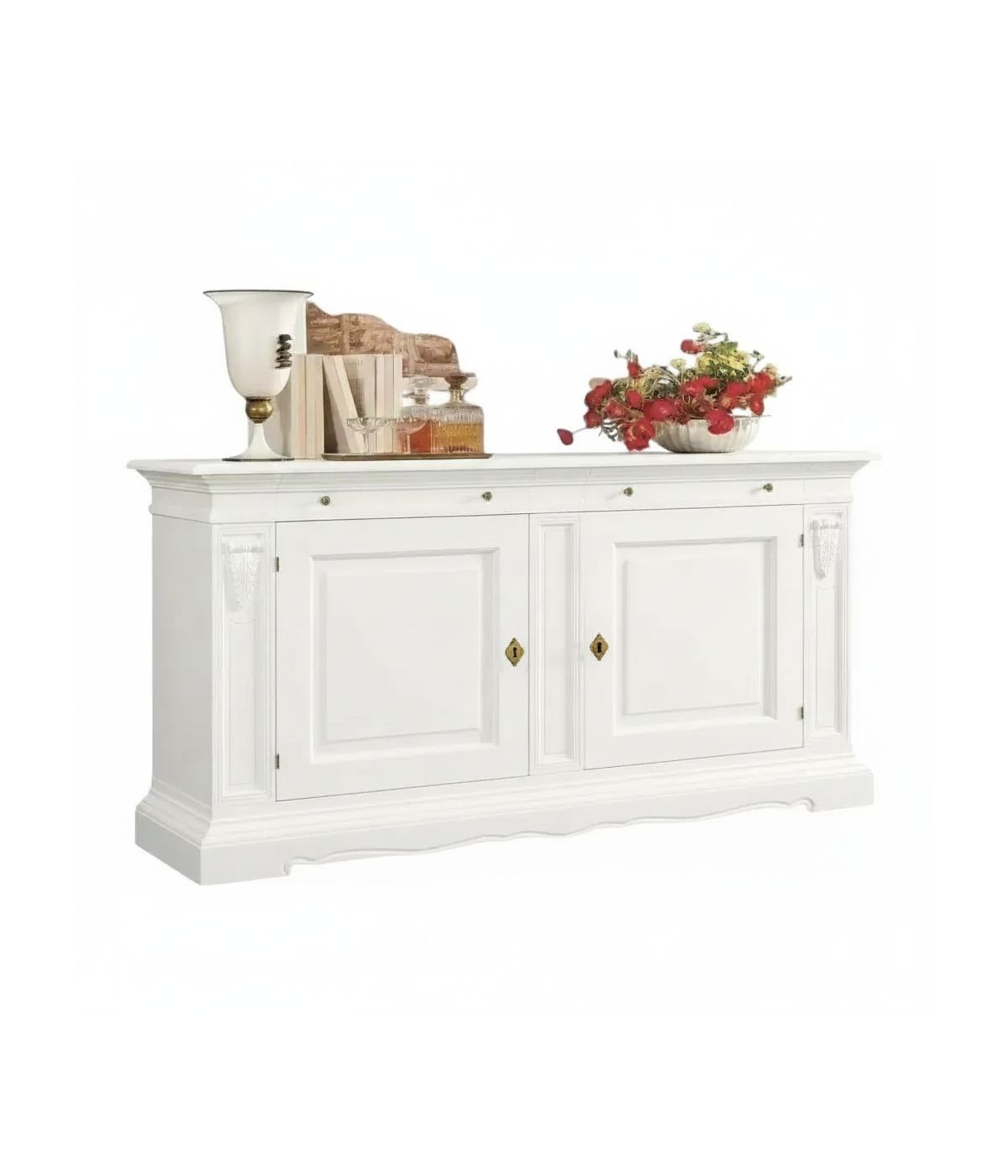 Madia credenza 2 ante arte povera legno bianco 214x53x123