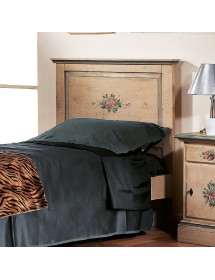 MOBILI 2G - LETTO  DRITTO SINGOLO AVORIO ANTICO FILO AZZURRO IN LEGNO