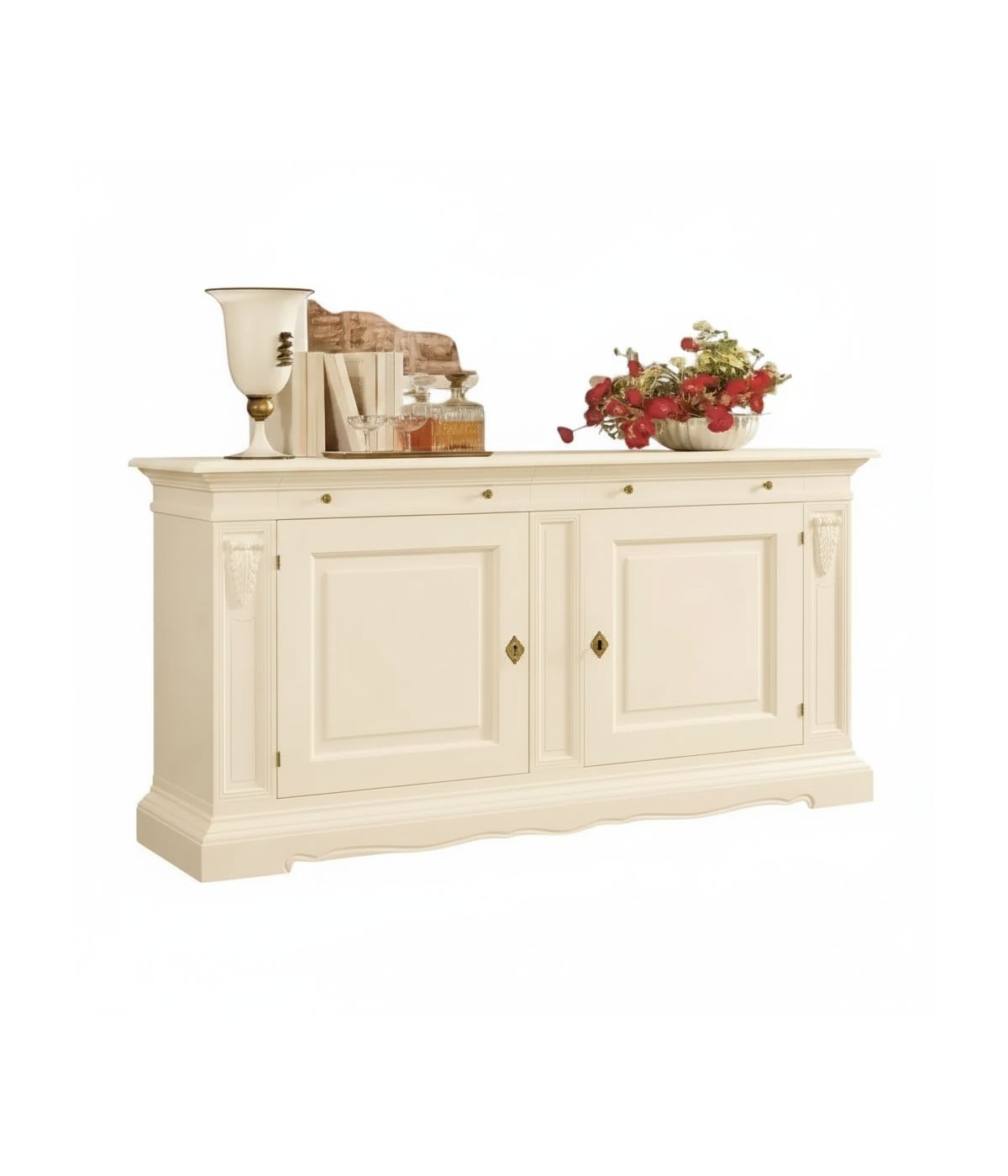 Madia credenza 2 ante arte povera legno avorio 214x53x123