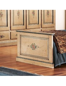 MOBILI 2G - LETTO  DRITTO SINGOLO AVORIO ANTICO FILO AZZURRO IN LEGNO