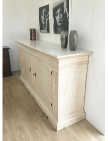Madia credenza 2 ante arte povera legno bianco anticato 214x53x123