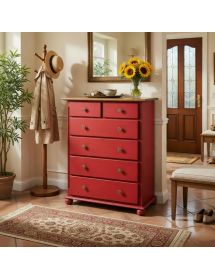 SETTIMANALE 6 CASSETTI BICOLORE CERATO ROSSO NATURALE 102X50X143