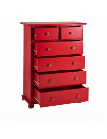 SETTIMANALE 6 CASSETTI BICOLORE CERATO ROSSO NATURALE 102X50X143