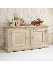 Madia credenza 2 ante arte povera legno bianco anticato 214x53x123