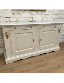 Madia credenza 2 ante arte povera legno bianco e oro 214x53x123