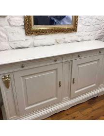 Madia credenza 2 ante arte povera legno bianco e oro 214x53x123