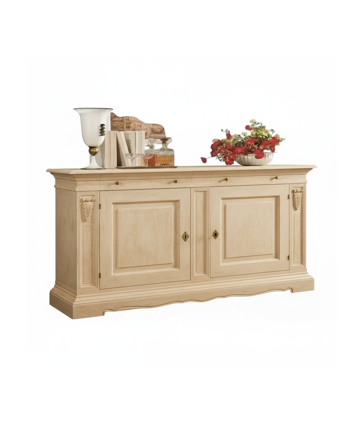 Madia credenza 2 ante arte povera legno avorio patinato 214x53x123