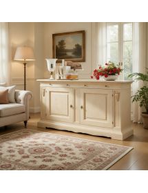 Madia credenza 2 ante arte povera legno avorio patinato 214x53x123