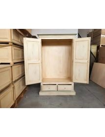 ARMADIO 2 PORTE IN LEGNO SHABBY AVORIO ANTICATO VERDE DECORI 125X61X200