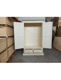 ARMADIO 2 PORTE LEGNO SHABBY BIANCO PATINATO FILO VERDE 125X61X200