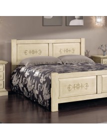 MOBILI 2G - LETTO  DRITTO MATRIMONIALE AVORIO ANTICO/VERDE IN LEGNO (1472) vista frontale