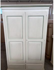 ARMADIO 2 PORTE LEGNO SHABBY BIANCO PATINATO FILO VERDE 125X61X200