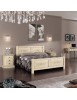 MOBILI 2G - LETTO  DRITTO MATRIMONIALE AVORIO ANTICO/VERDE IN LEGNO (1472) vista frontale