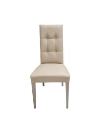 SET 2 SEDIE MODERNE LEGNO ECOPELLE IMBOTTITA BEIGE CON BOTTONI (901)