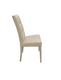 SET 2 SEDIE MODERNE LEGNO ECOPELLE IMBOTTITA BEIGE CON BOTTONI (901)