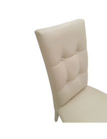 SET 2 SEDIE MODERNE LEGNO ECOPELLE IMBOTTITA BEIGE CON BOTTONI (901)