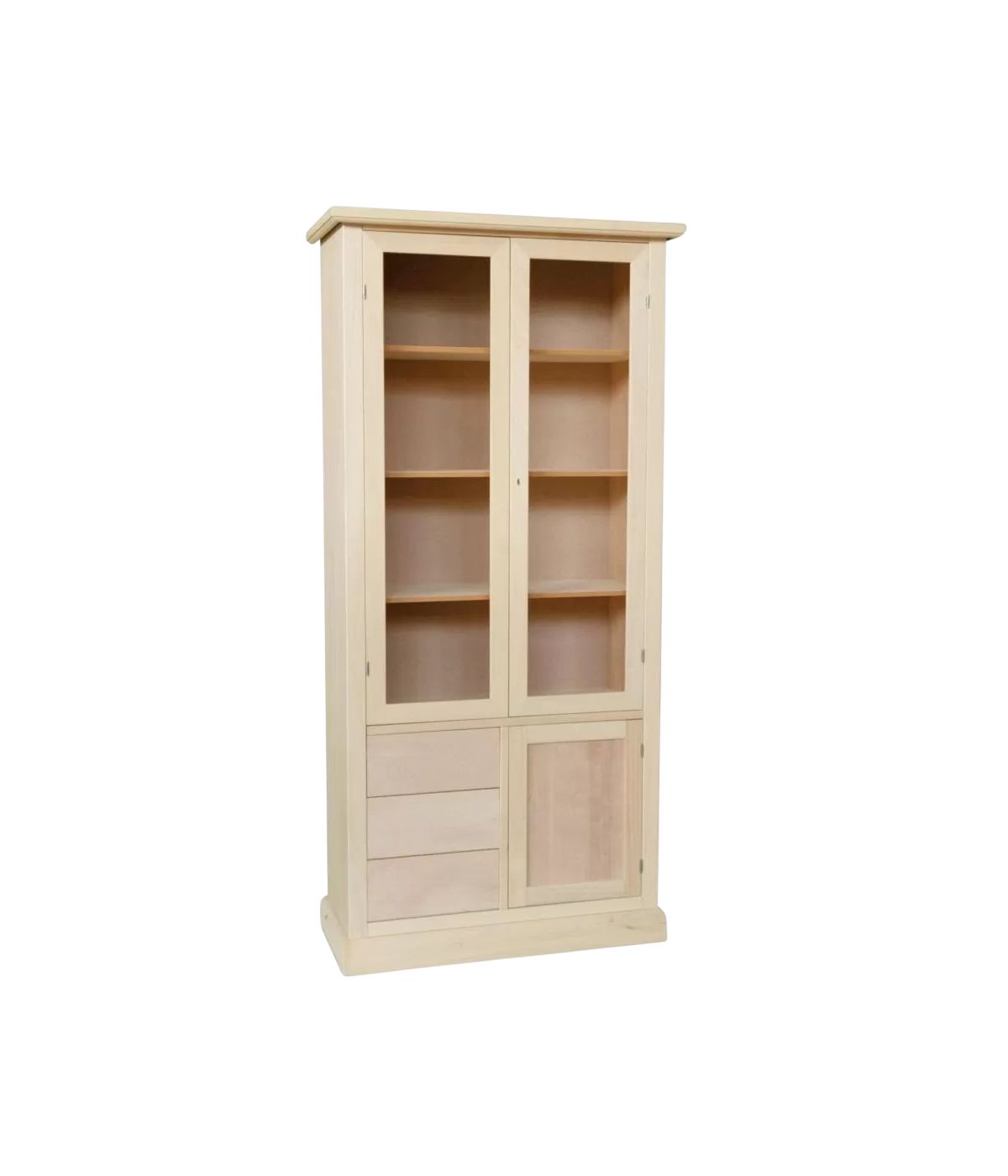 Vetrina arte povera 3 Porte 3 cassetti Legno Grezzo 90X42X186