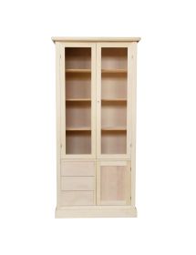 Vetrina arte povera 3 Porte 3 cassetti Legno Grezzo 90X42X186