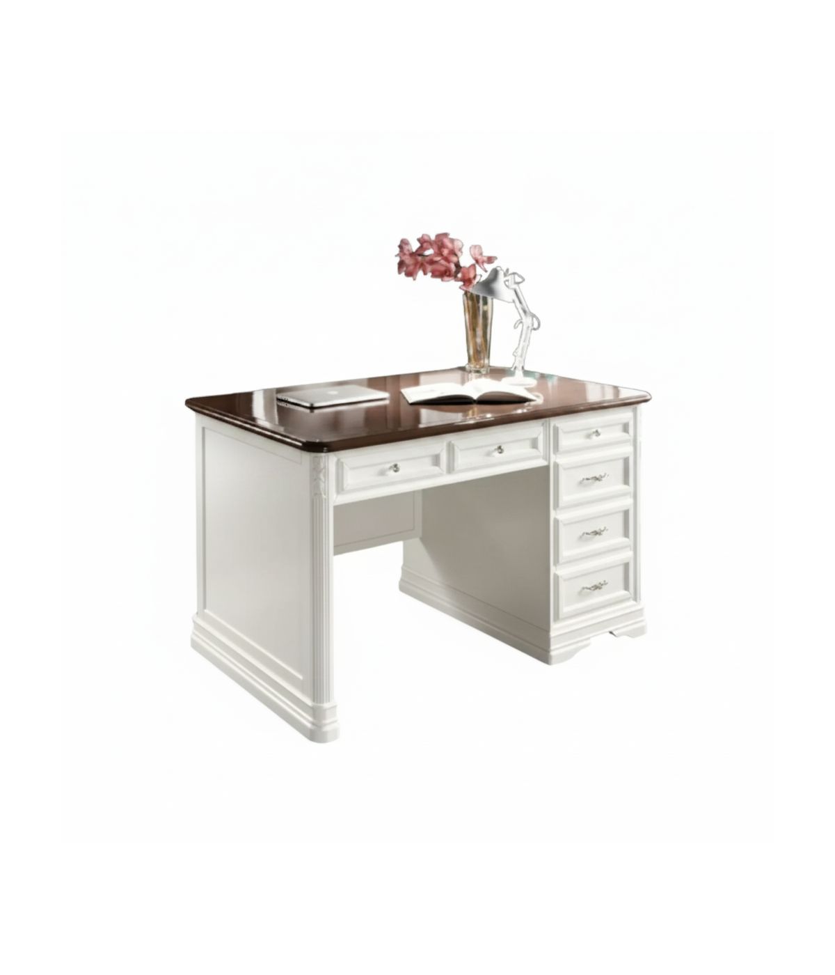 SCRIVANIA 6 CASSETTI IN LEGNO VARI COLORI L.140 P.85 H.82