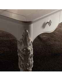 SCRIVANIA CLASSICA 3 CASSETTI IN LEGNO BIANCO 141X91X81