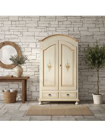 ARMADIO ARTE POVERA 2 ANTE LEGNO SHABBY BIANCO E OCRA 125X61X200 (1...
