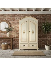 ARMADIO ARTE POVERA 2 ANTE LEGNO SHABBY BIANCO E OCRA 125X61X200 (1...