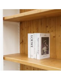 Libreria 2 porte legno massello shabby bianco naturale 164x53x225