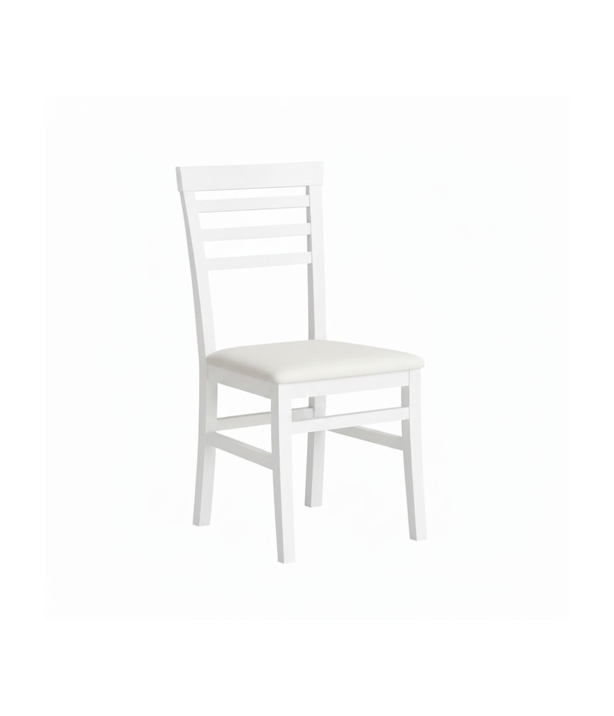 Set 2 Sedie legno shabby bianco seduta imbottita ecopelle