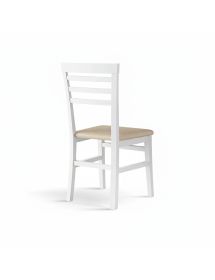 Set 2 Sedie legno shabby bianco seduta imbottita ecopelle