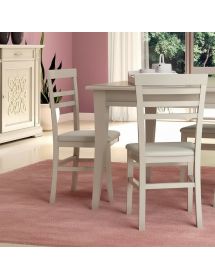 Set 2 Sedie legno shabby bianco seduta imbottita ecopelle