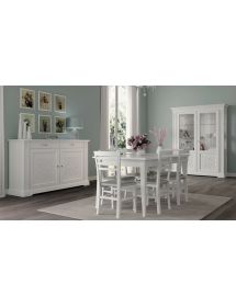 Set 2 Sedie legno shabby bianco seduta imbottita ecopelle