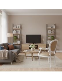 Capotavola shabby chic legno bianco imbottito ecopelle 57x59x98