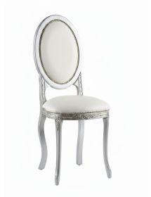 Sedia shabby legno argento ecopelle vari colori 40x41x103