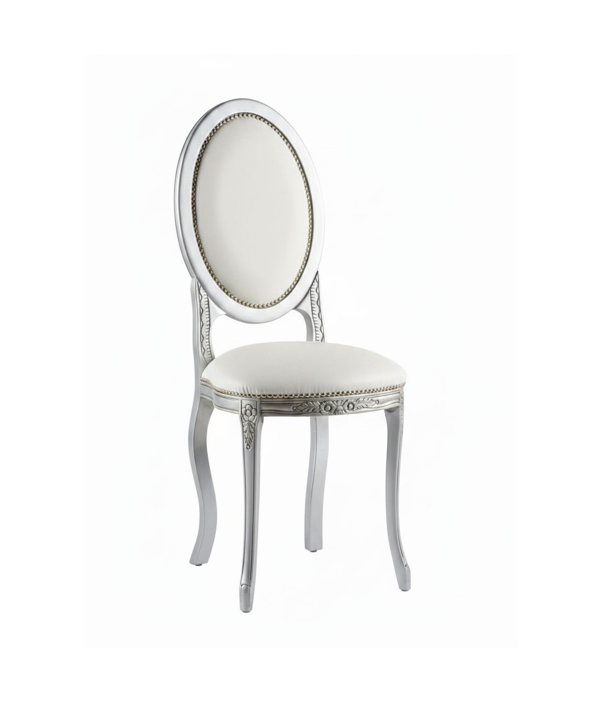 Sedia shabby legno argento ecopelle vari colori 40x41x103