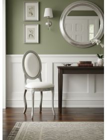 Sedia shabby legno argento ecopelle vari colori 40x41x103