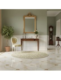 Sedia '600 imbottita tessuto legno bianco e oro 50x58x98