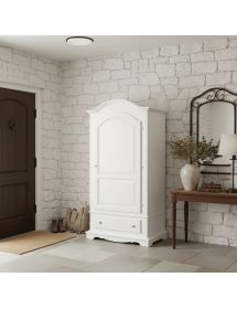 MOBILI 2G - ARMADIO ARTE POVERA 1 PORTA LEGNO SHABBY BIANCO 96x56x196H vista frontale