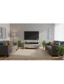Mobile Porta Tv Bombato Legno Shabby Bianco 141x45x62