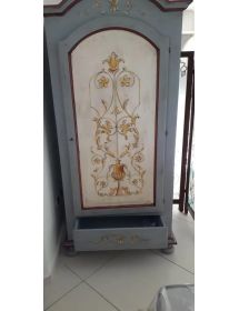 Armadio 1 porta legno shabby grigio decorato 96X56X196