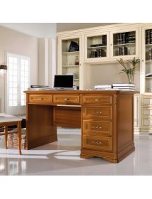 SCRIVANIA 6 CASSETTI IN LEGNO TINTA NOCE L.140 P.85 H.82