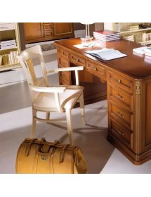 SCRIVANIA 6 CASSETTI IN LEGNO TINTA NOCE L.140 P.85 H.82