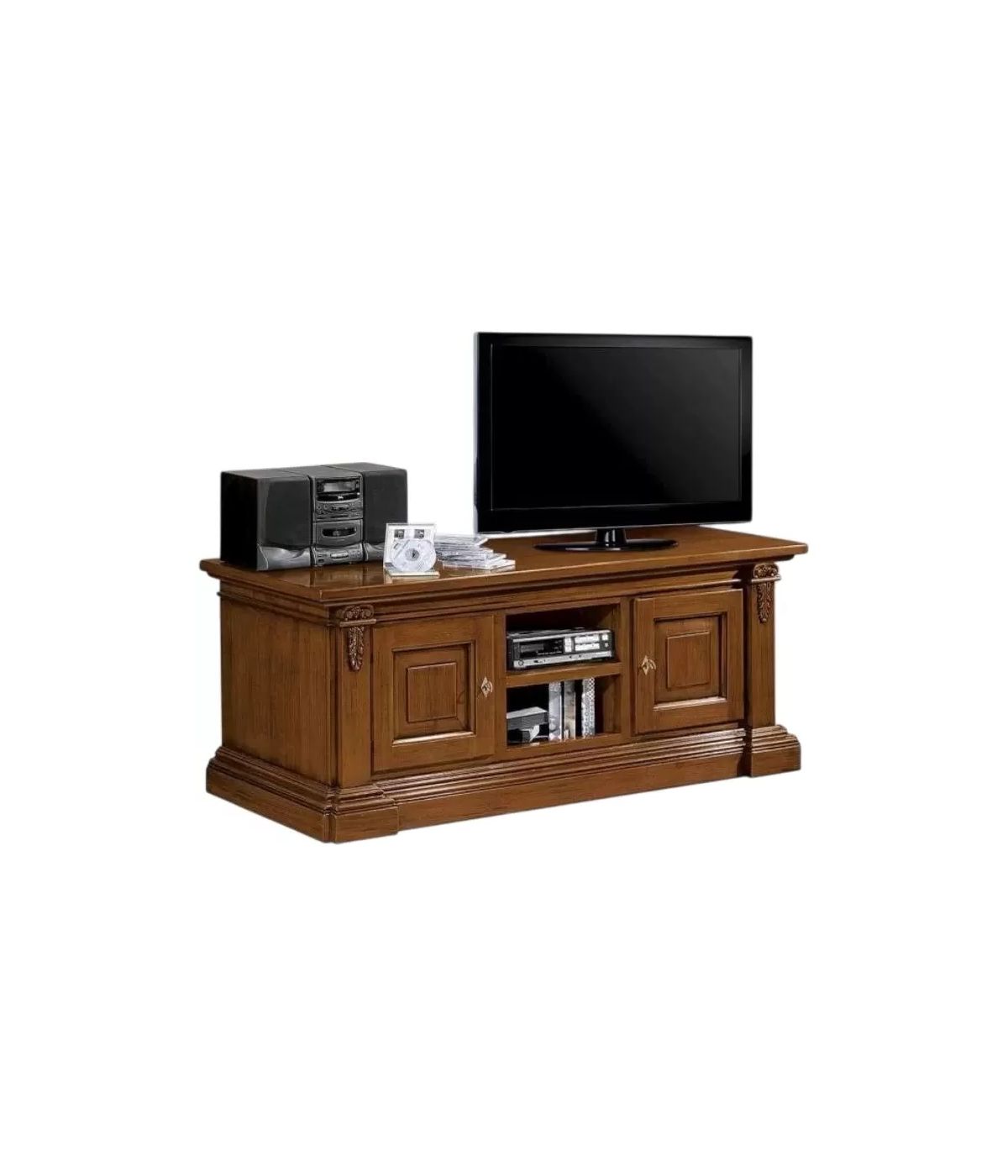 Porta tv in legno 2 porte arte povera tinta noce 158x60X62 (401)