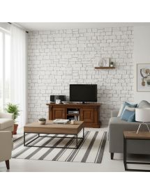 Porta tv in legno 2 porte arte povera tinta noce 158x60X62 (401)