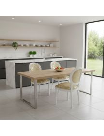 Sedia '600 imbottita tessuto legno bianco 50x58x98