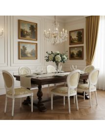 Sedia '600 imbottita tessuto legno bianco 50x58x98