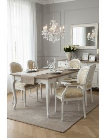 Capotavola '600 imbottito tessuto legno bianco 57x59x98