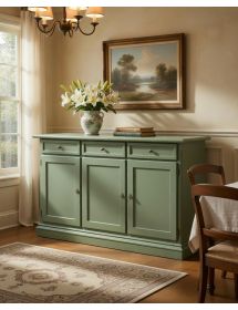 Madia Credenza arte povera Legno 3 Porte verde salvia 156x42x85