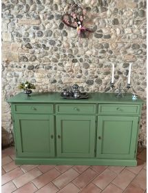Madia Credenza arte povera Legno 3 Porte verde salvia 156x42x85